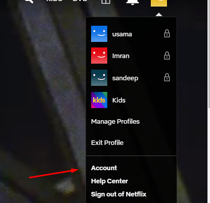 account button in netflix