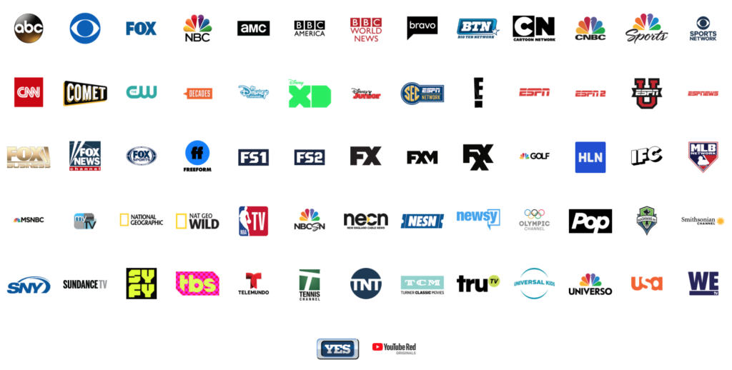 You Tube TV Channels